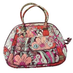Vera Bradley Floral Fiesta Cotton Bowler Bag Red/Pink Satchel Purse Retro